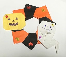 ハロウィン　リース　折り紙　折り方